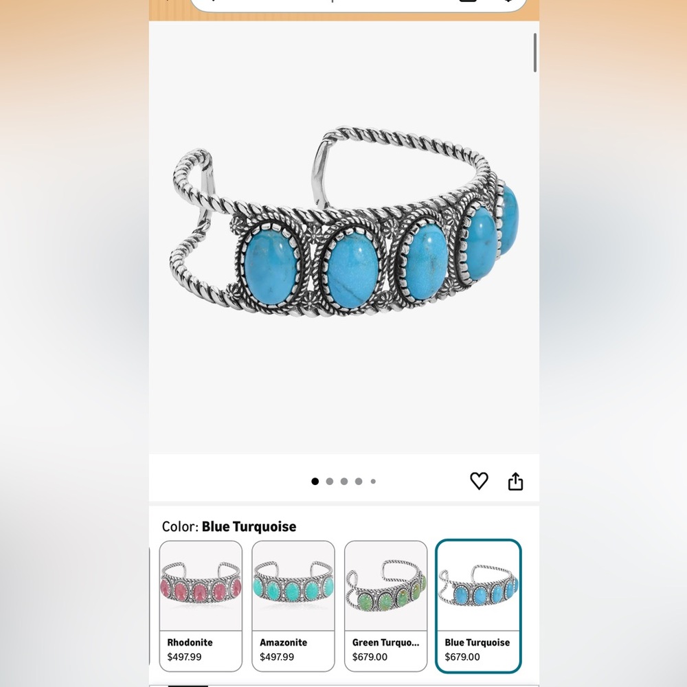 American West Kingman Turquoise and Sterling Silver 5 Stone Cuff Bracelet Small